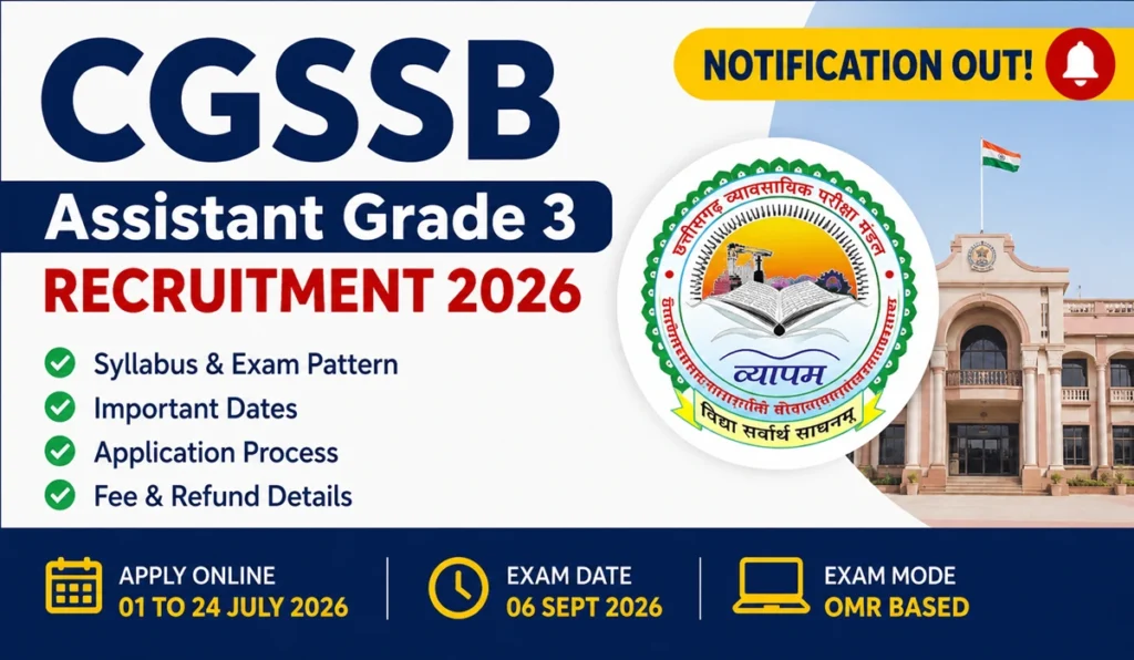 CGSSB Assistant Grade 3 Recruitment 2026