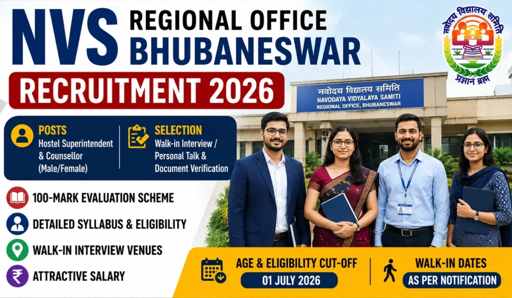 NVS Regional Office Bhubaneswar Recruitment 2026