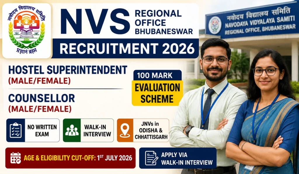 NVS Regional Office Bhubaneswar Recruitment 2026
